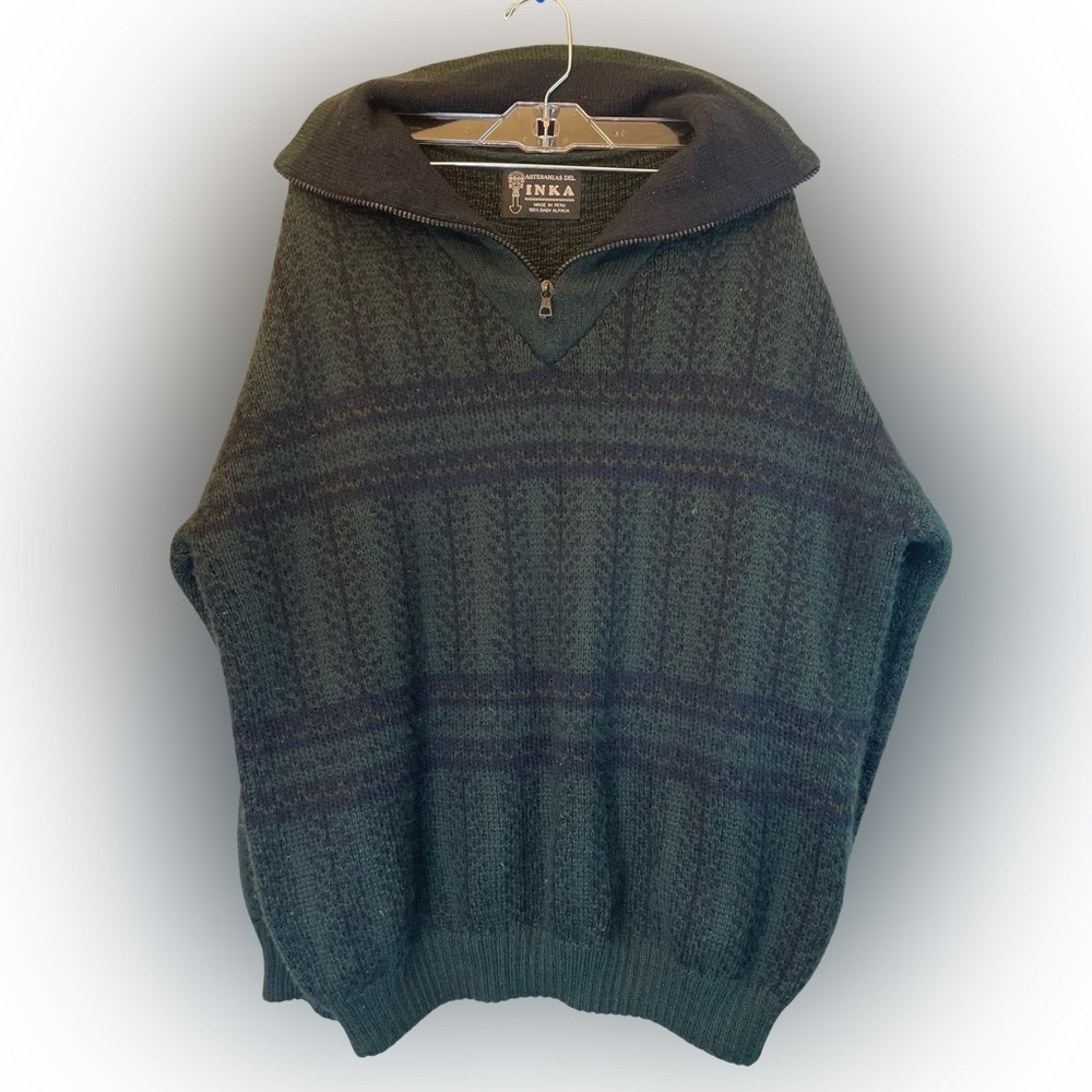 Inka Men's Zip-Up Sweater - Forest Green